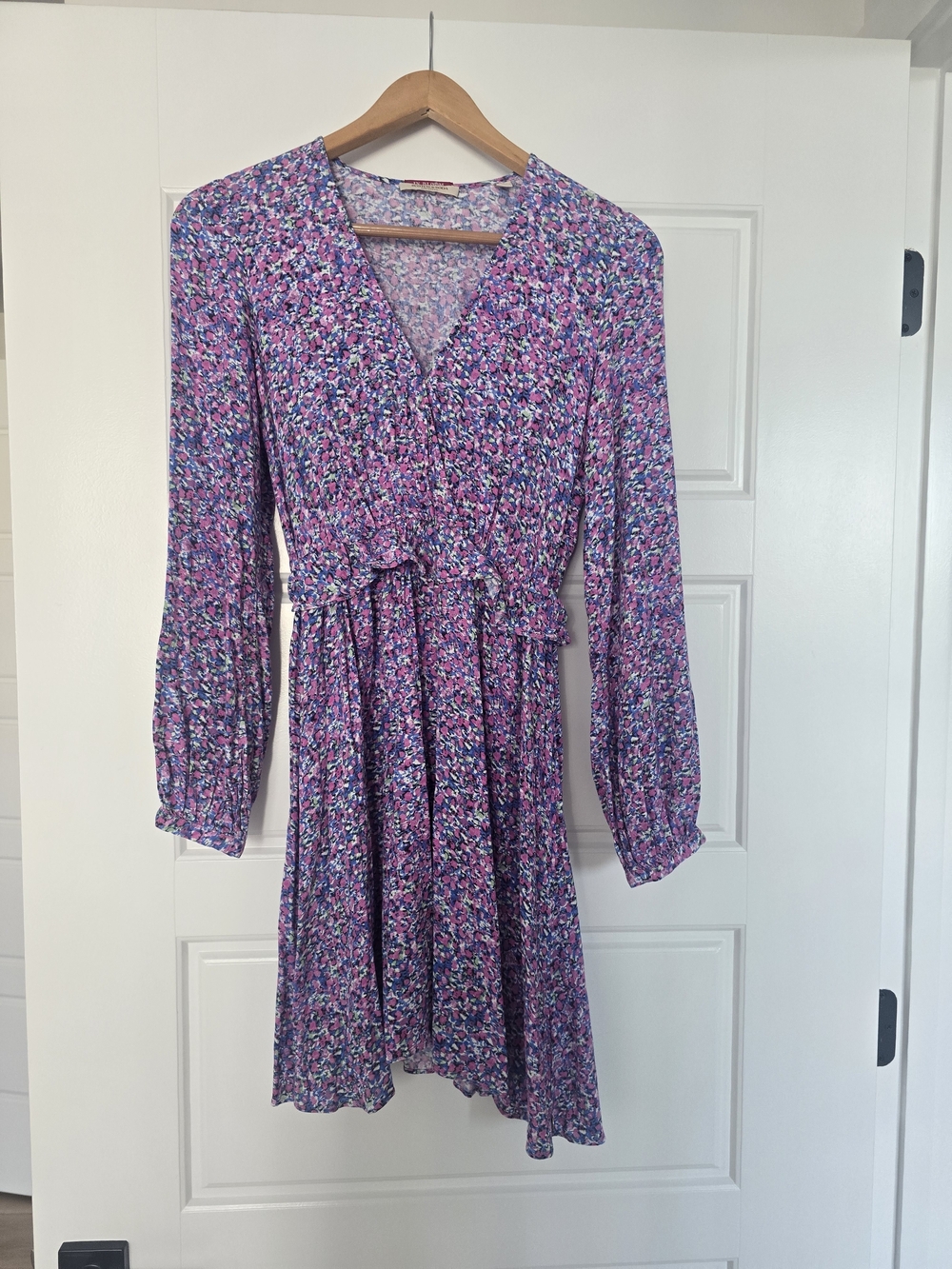 Scotch & Soda Purple Floral Long-Sleeve Wrap Dress
